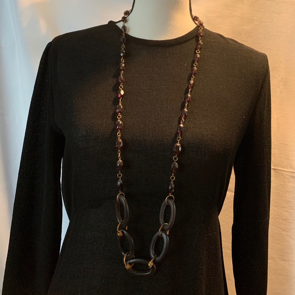 Wood/beaded necklace with gold accents